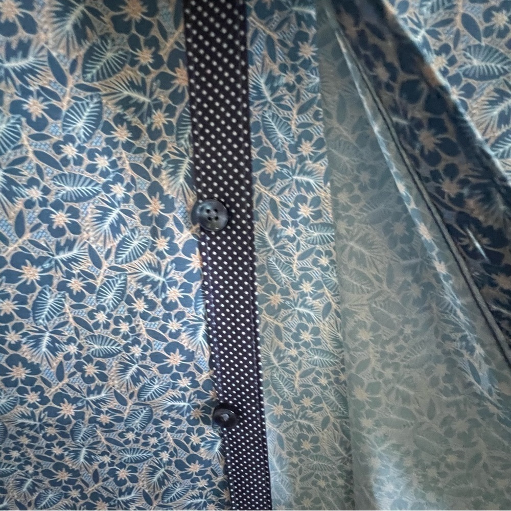 CON.STRUCT MEN'S DRESS SHIRT - 4 way stretch hibiscus leaves blue button down XL - Picture 4 of 9